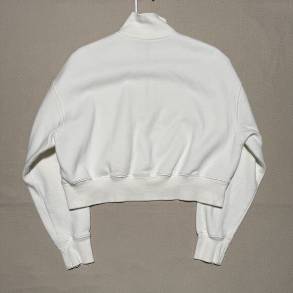 NIKE Women’s White Phoenix Fleece 1/4 Zip Cropped Sweatshirt Size Medium - Picture 2 of 8